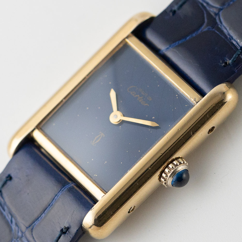 CARTIER SM MUST DE TANK LAPIS BLUE DIAL