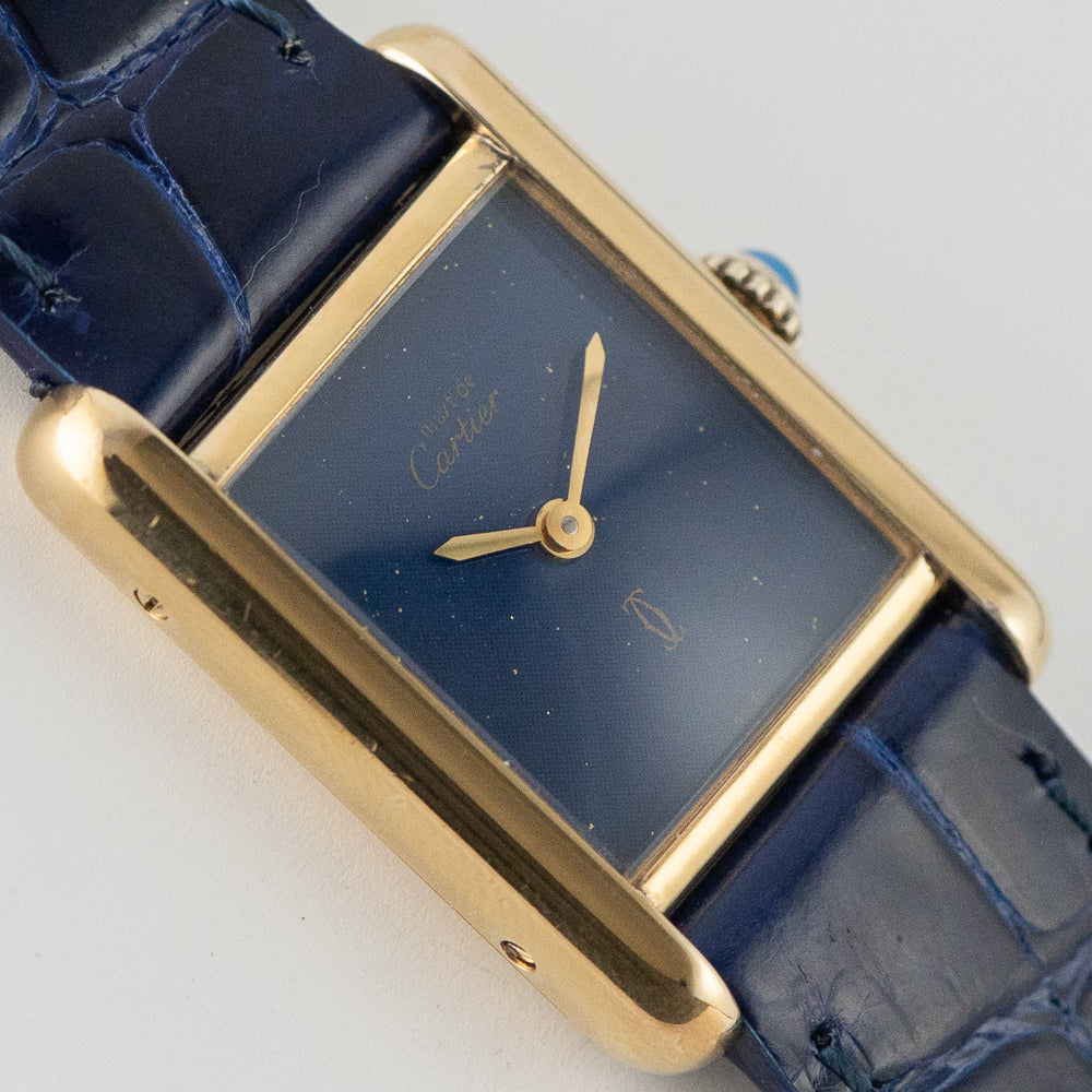 CARTIER SM MUST DE TANK LAPIS BLUE DIAL
