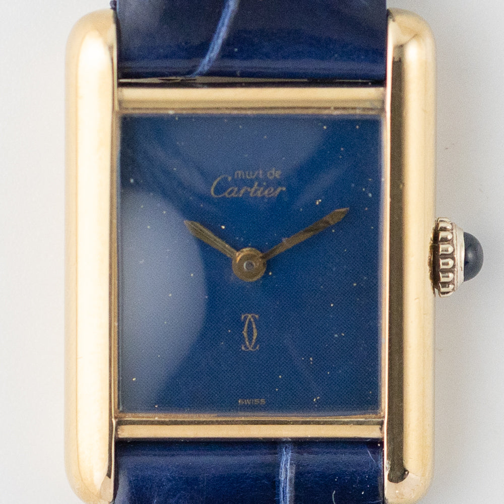 CARTIER SM MUST DE TANK LAPIS BLUE DIAL