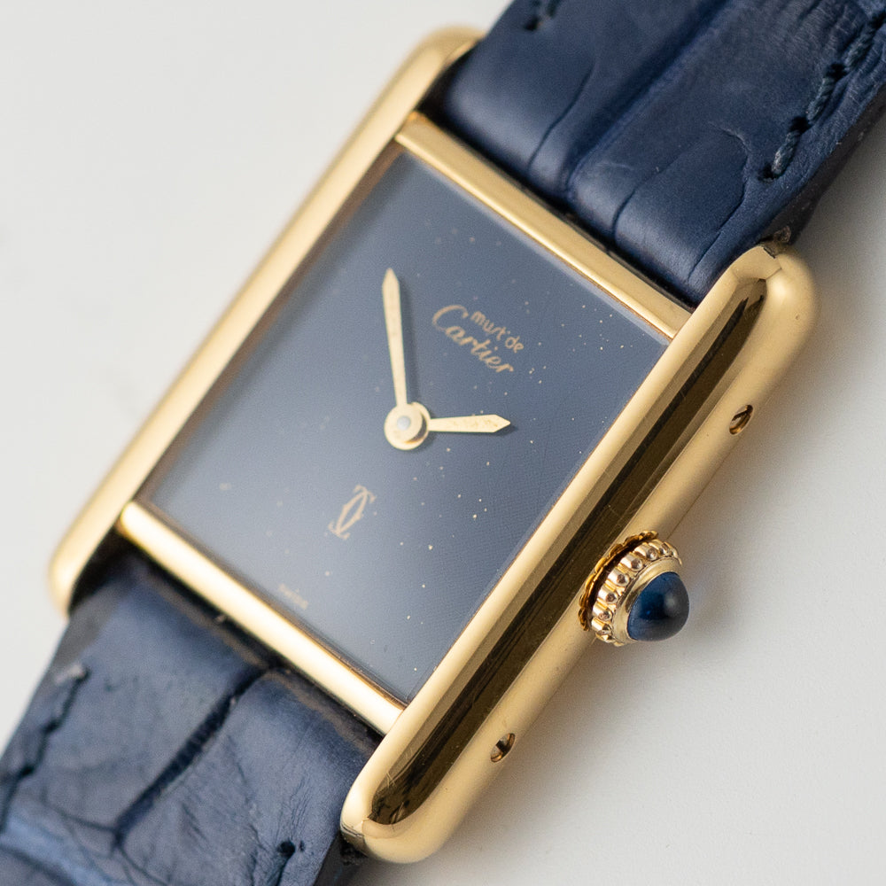 CARTIER SM MUST DE TANK LAPIS BLUE DIAL