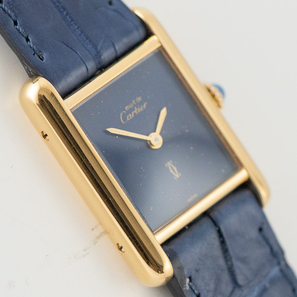 CARTIER SM MUST DE TANK LAPIS BLUE DIAL