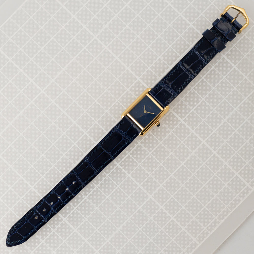 CARTIER SM MUST DE TANK LAPIS BLUE DIAL