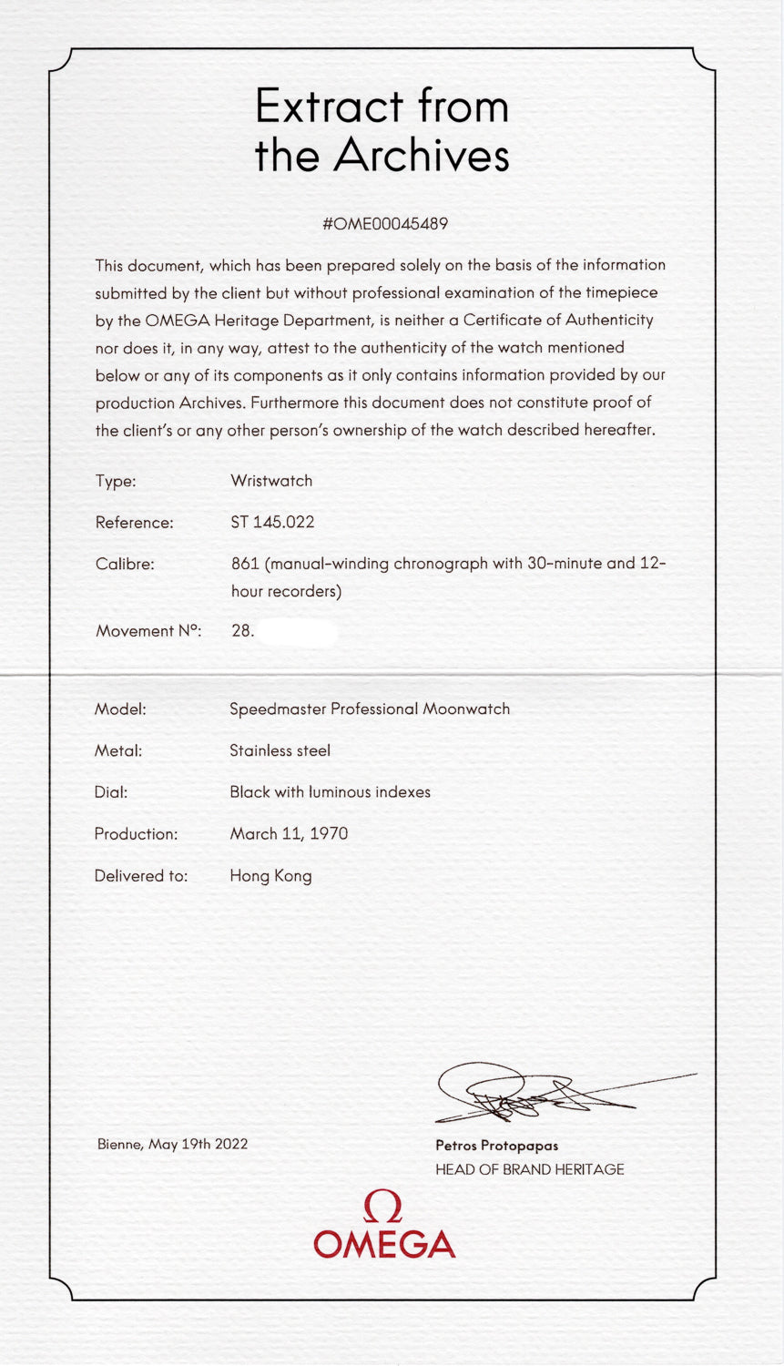 OMEGA Speedmaster Ref.145.022 Step Dial