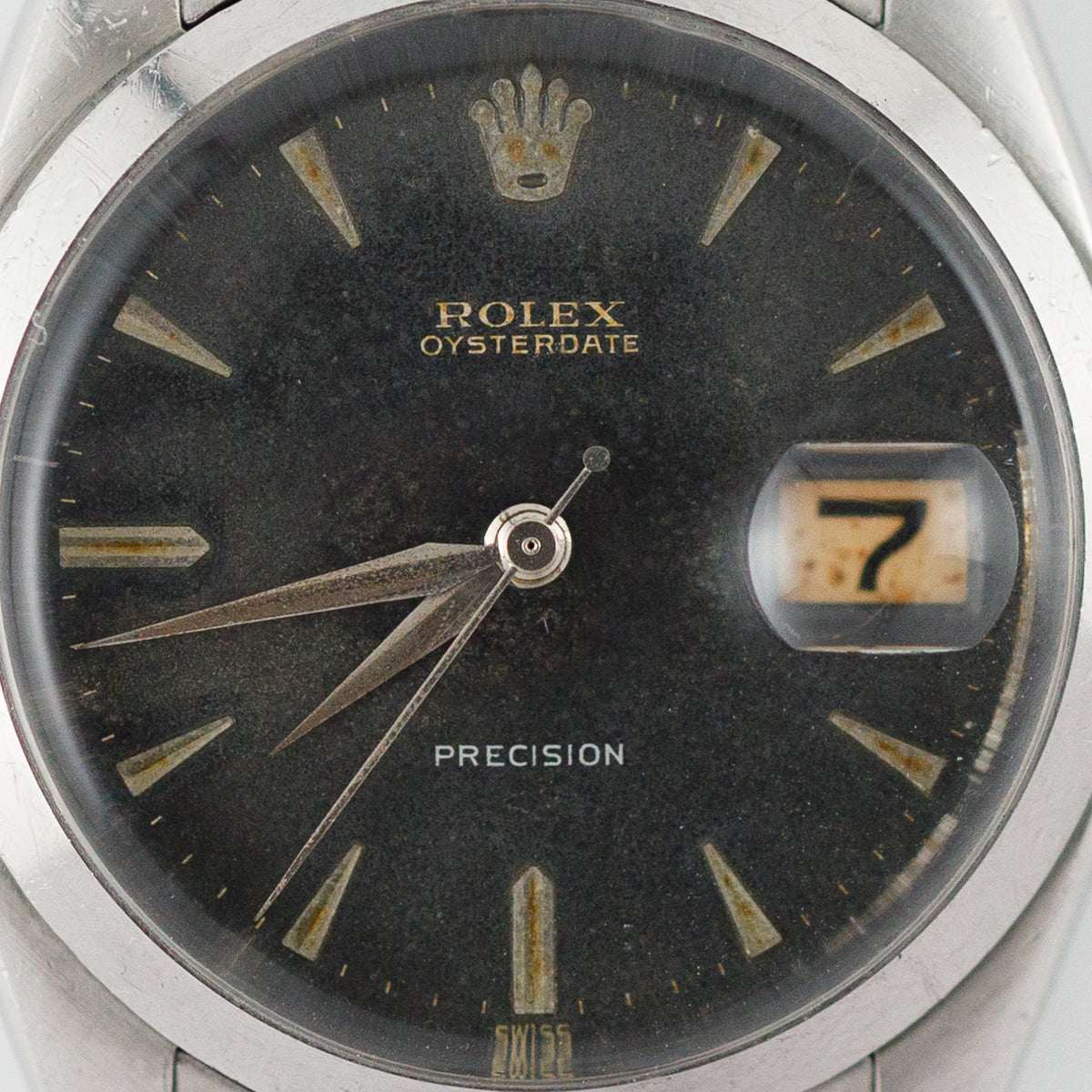 ROLEX OYSTERDATE Ref.6494 Black Gilt Dial Roulette Date