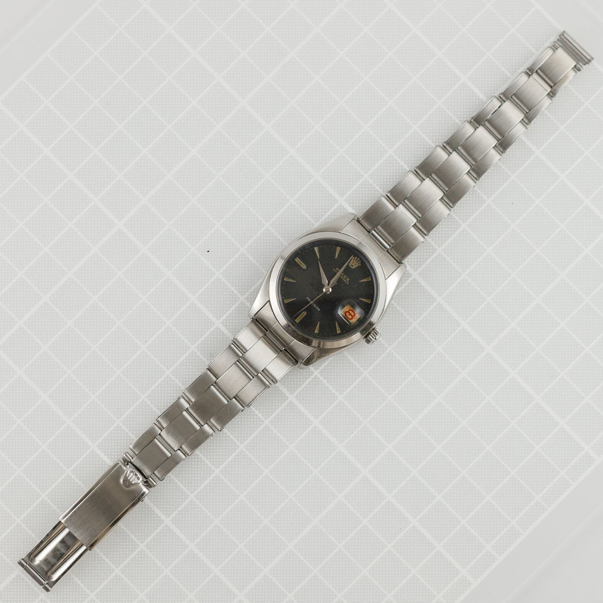 ROLEX OYSTERDATE Ref.6494 Black Gilt Dial Roulette Date