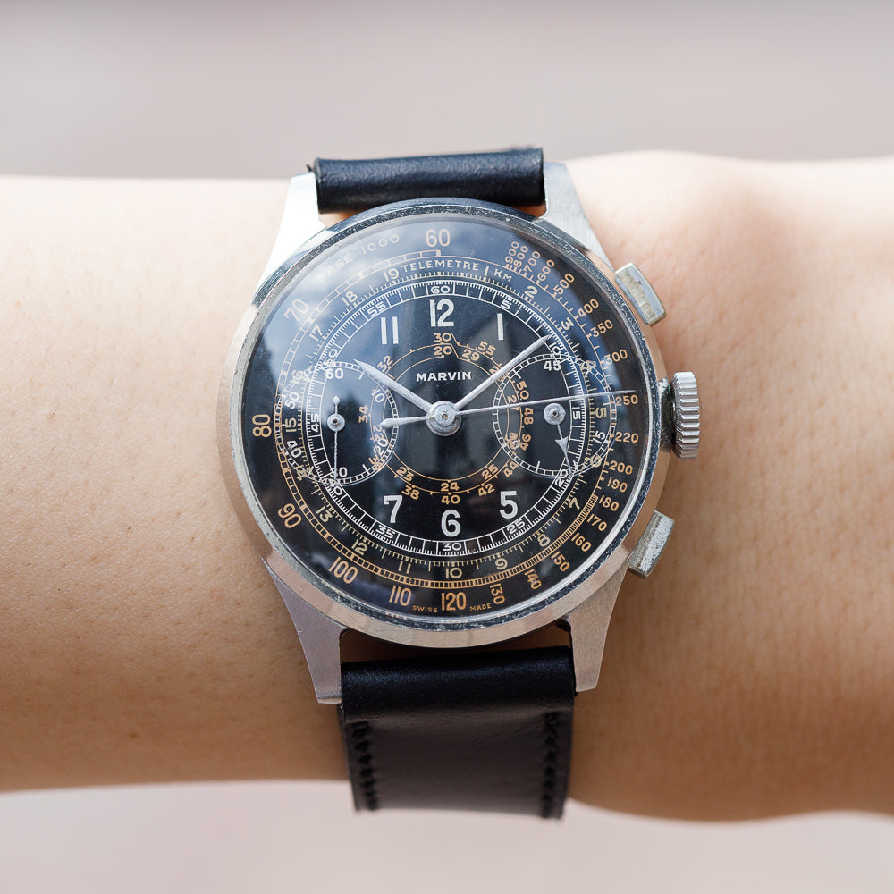 MARVIN Val.22 Chronograph Tricolor Black Gilt Dial