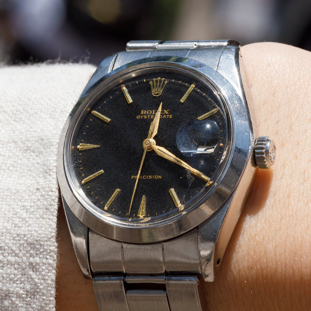 ROLEX OYSTERDATE Re.6694 Black Gilt Dial