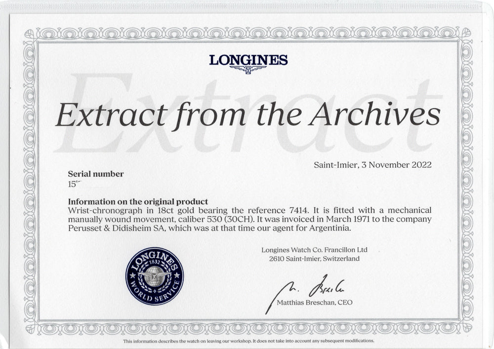 LONGINES Ref.7414 30CH No Tachymeter