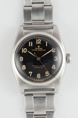 ROLEX BUBBLE BACK Ref.6050 Black Gilt Dial Expansion Bracelet