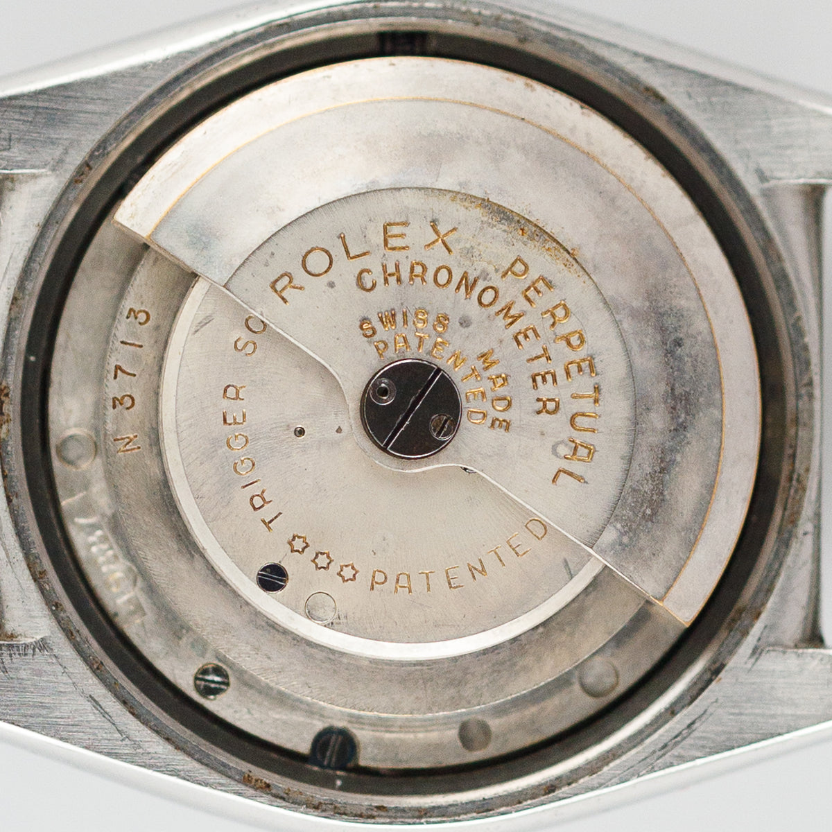 ROLEX BUBBLE BACK Ref.6050 Black Gilt Dial Expansion Bracelet