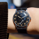 ZENITH Jumbo Case Black Gilt Dial 3 Circle line