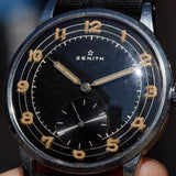 ZENITH Jumbo Case Black Gilt Dial 3 Circle line