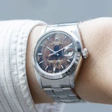 ROLEX OYSTER PERPETUAL DATE REF.1500 BLACK GILT PATINA DIAL