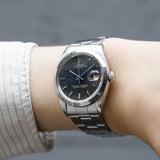 ROLEX OYSTER PERPETUAL DATE Ref.1500 Black Gilt Patina Dial