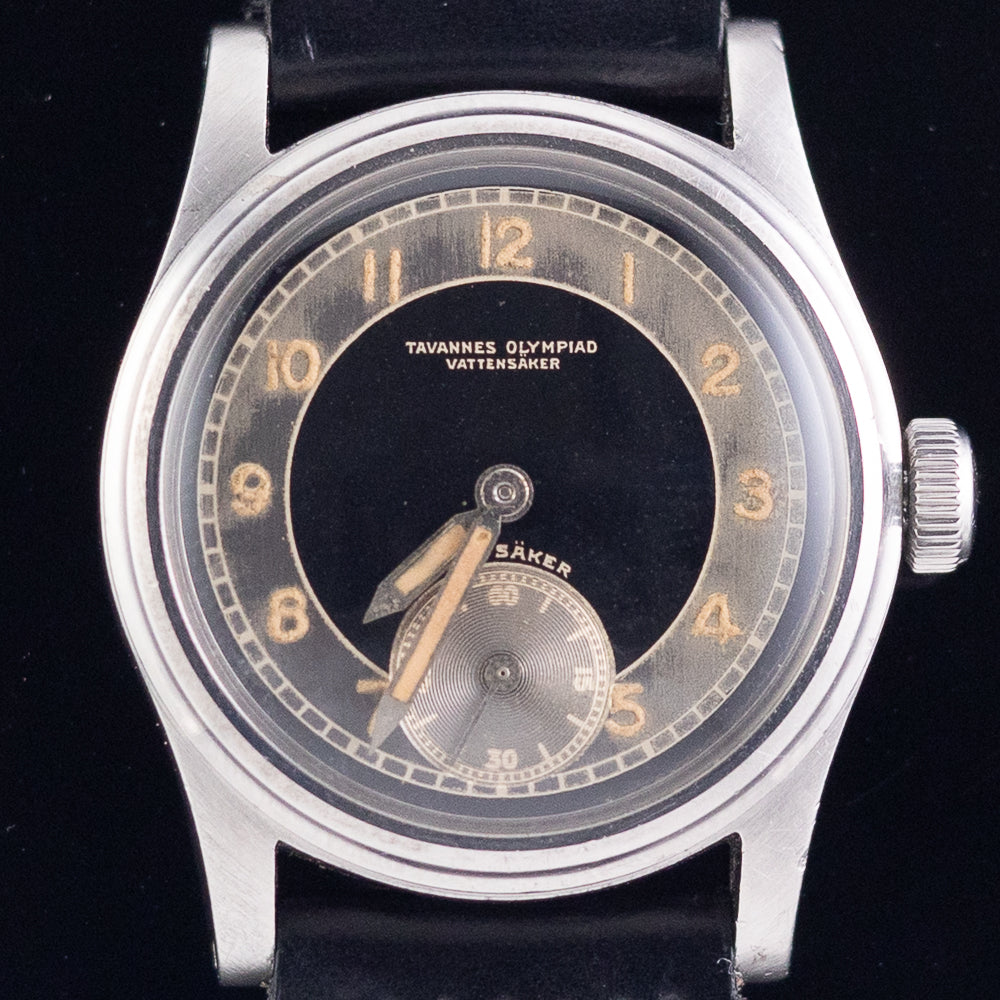 TAVANNES Bulls eye Black Gilt Dial