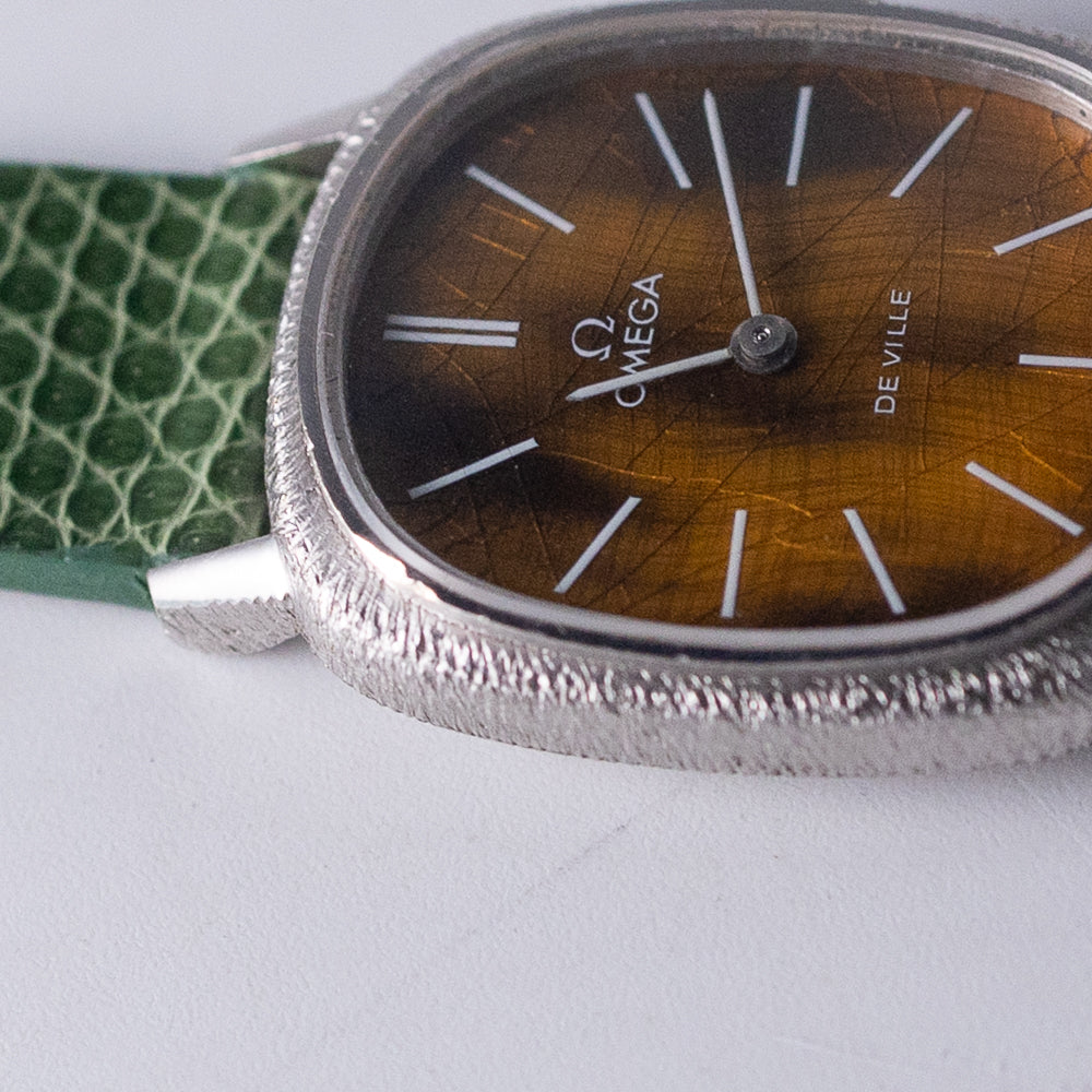 OMEGA DE VILLE tiger eye stone Ref.1031 18K White Gold