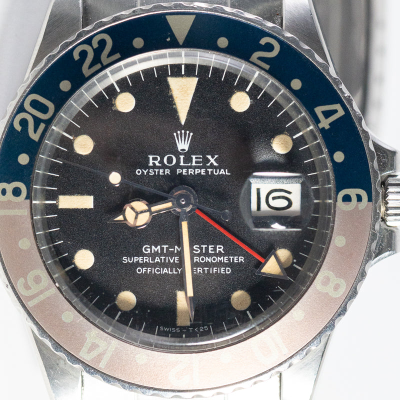 ROLEX GMT-MASTER Ref.1675 matte MK1 Fat font insert