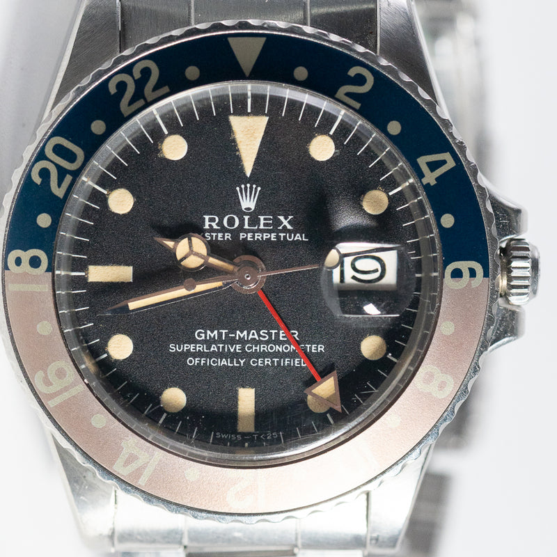 ROLEX GMT-MASTER Ref.1675 matte MK1 Fat font insert