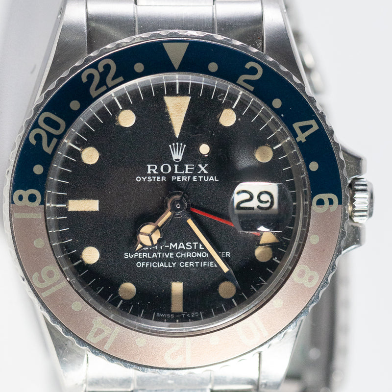 ROLEX GMT-MASTER Ref.1675 matte MK1 Fat font insert