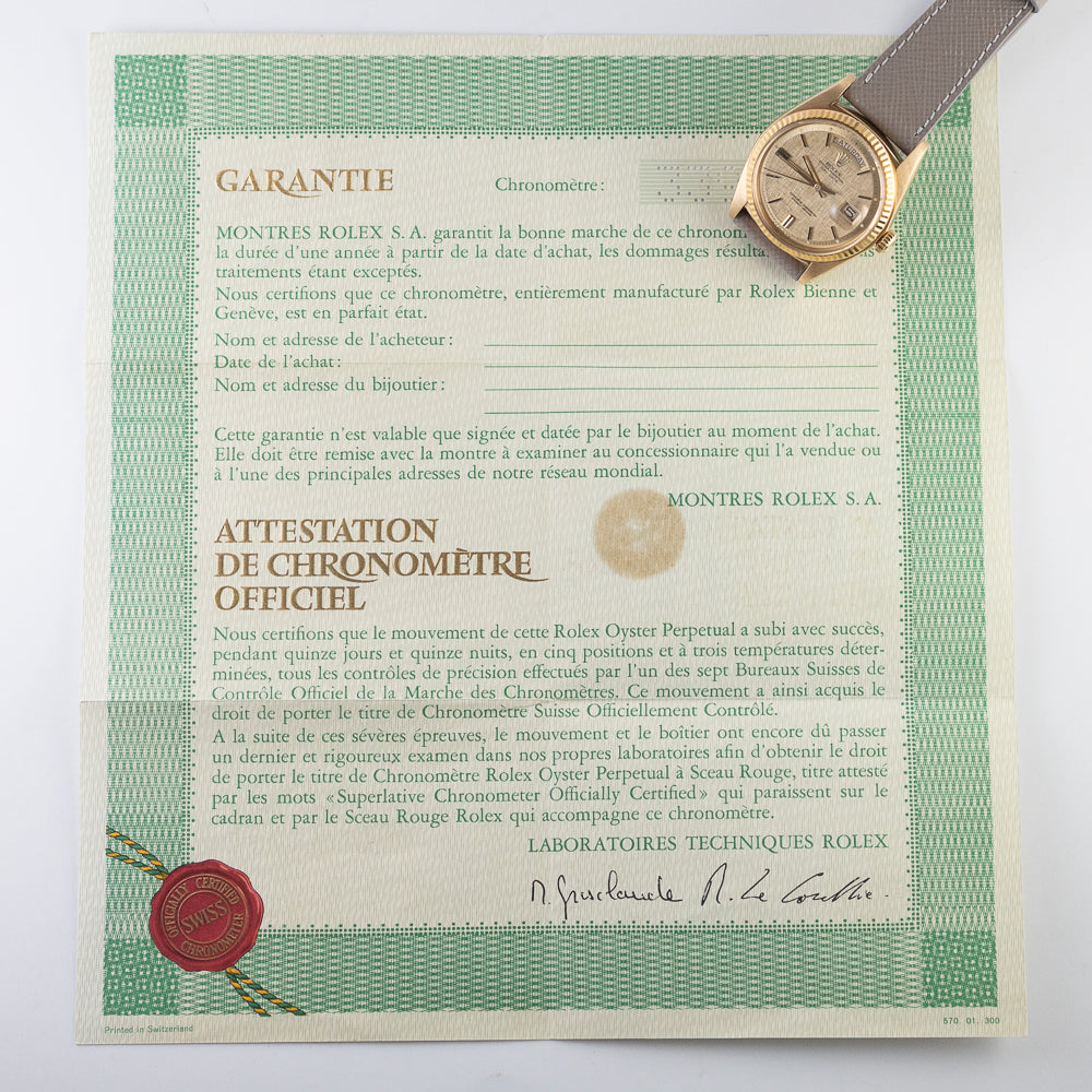 ROLEX DAY-DATE Ref.1803 Linen w.Paper