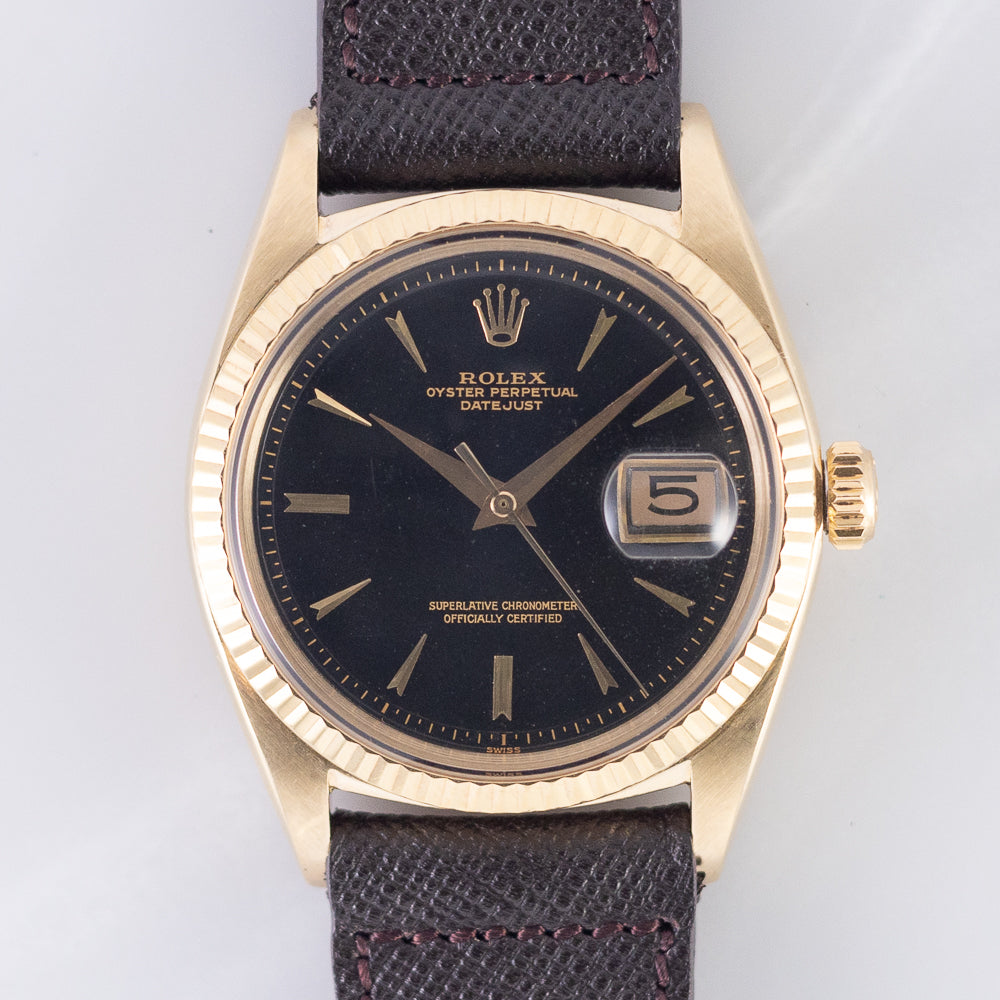 ROLEX DATEJUST 14KYG Black Gilt No lum Ref.1601