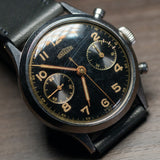 ANGELUS waterploof Micro Pusher Chronograph Black Gilt Dial Cal.215