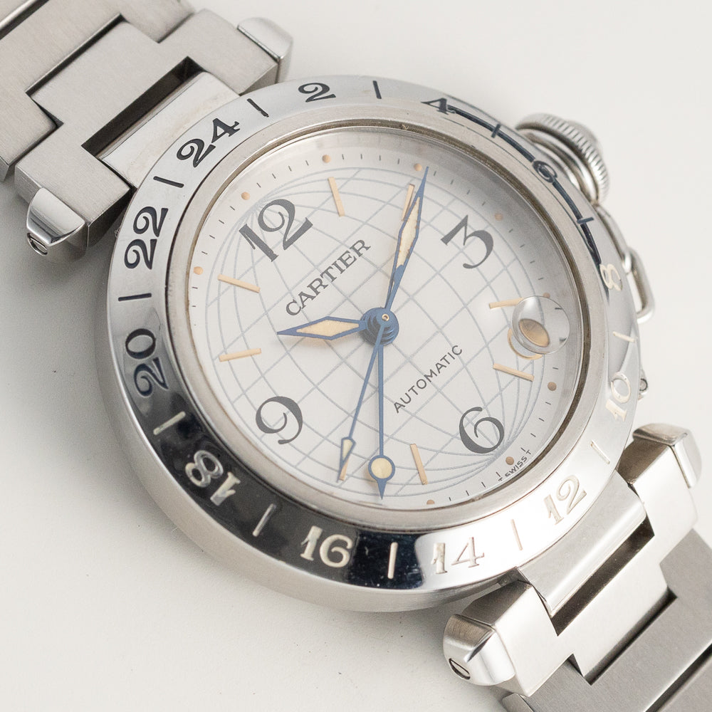CARTIER LM PASHA GMT Ref.2377 with BOX