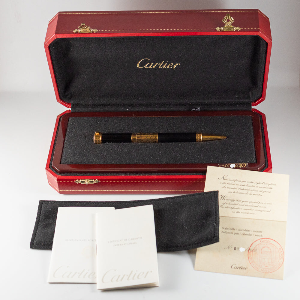 CARTIER  BALLPOINT PEN WITH WATCH AND CALENDAR