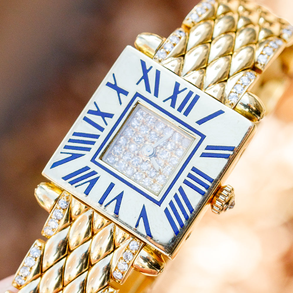 CARTIER SM Tank Obus Quadrant diamonds 18KGold Bracelet