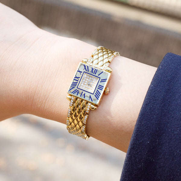 CARTIER SM Tank Obus Quadrant diamonds 18KGold Bracelet