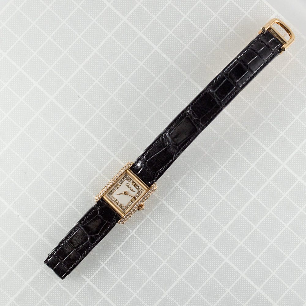 CARTIER SM 18K Tank Diamond and Applied Dial