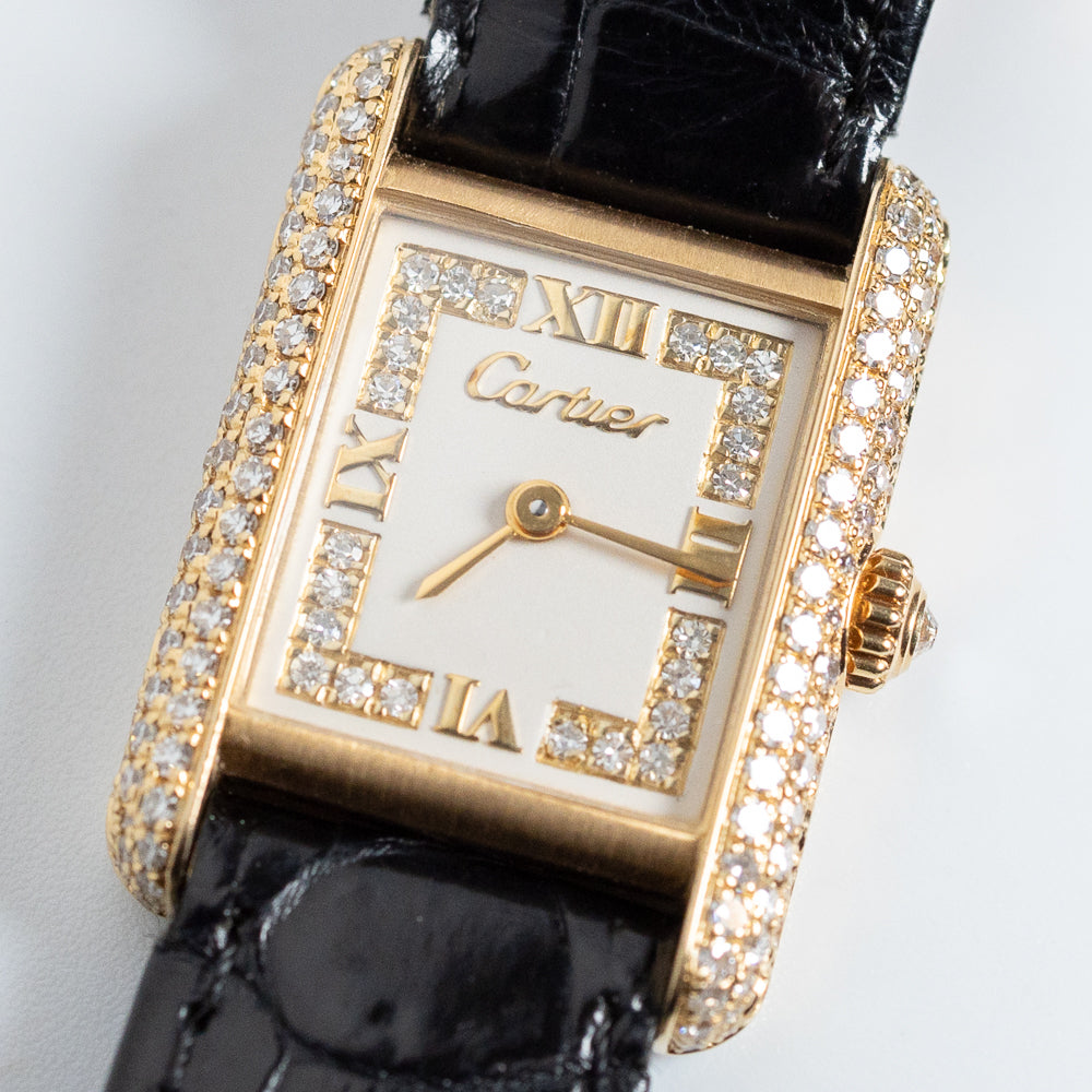 CARTIER SM 18K Tank Diamond and Applied Dial