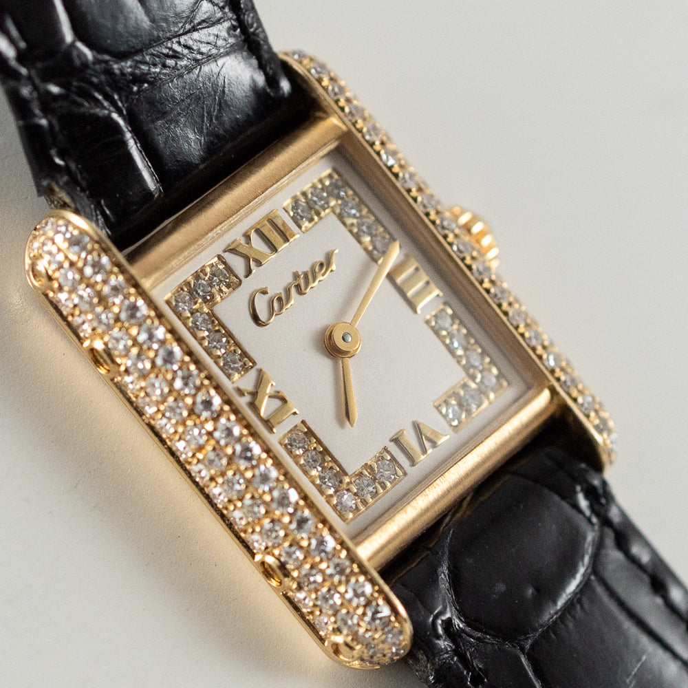 CARTIER SM 18K Tank Diamond and Applied Dial