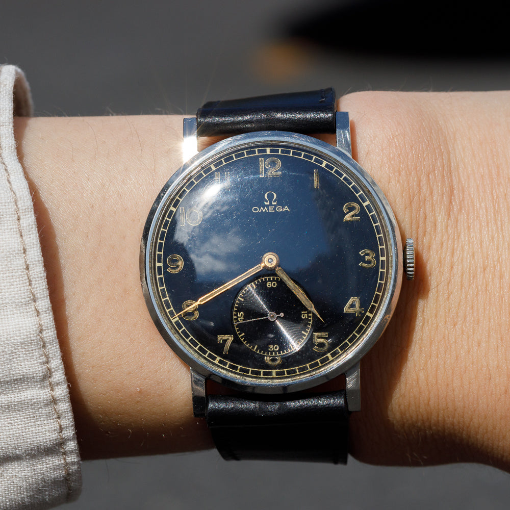 OMEGA Oversize 38mm Black Gilt Dial Cal.30