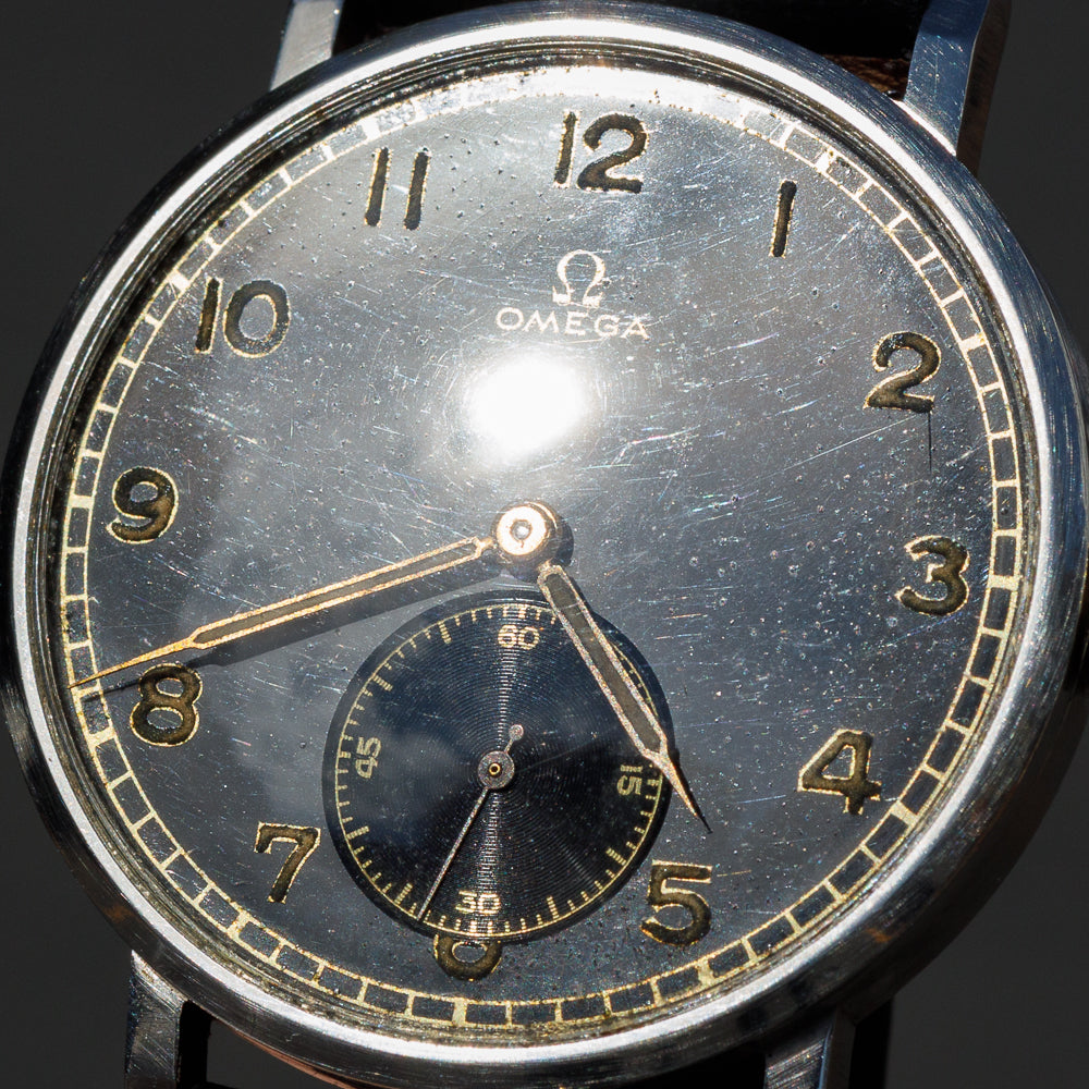 OMEGA Oversize 38mm Black Gilt Dial Cal.30