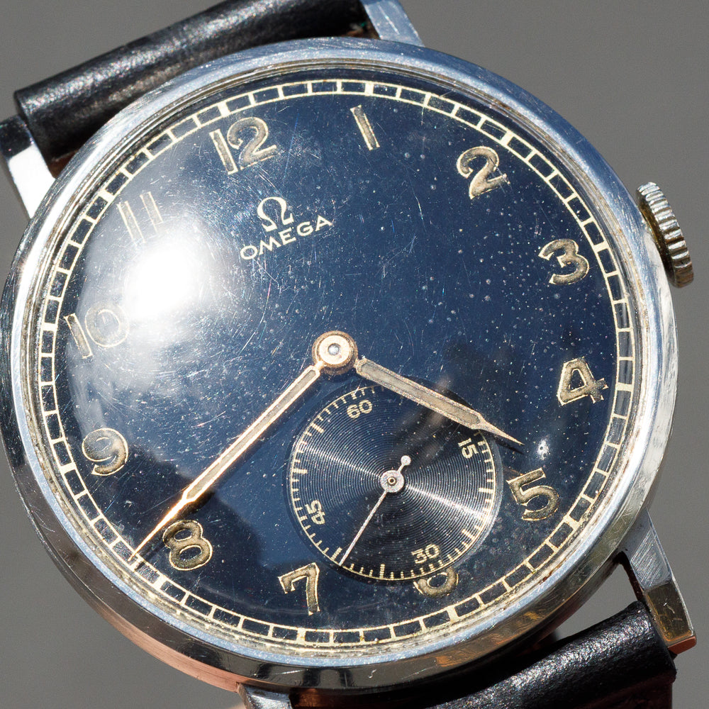 OMEGA Oversize 38mm Black Gilt Dial Cal.30