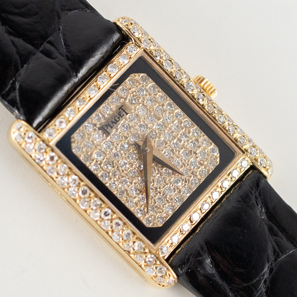 PIAGET REF.40825 ONYX / PAVE DIAMOND DIAL Tank