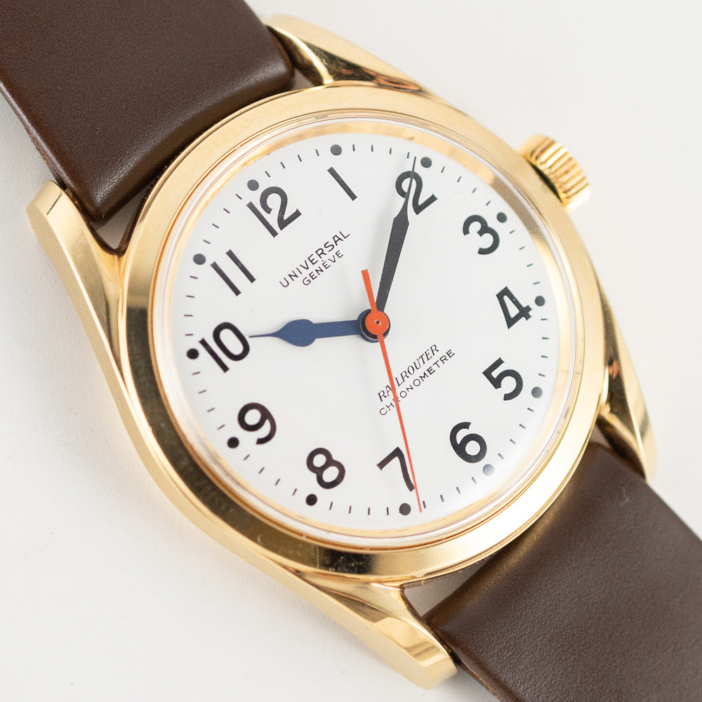 UNIVERSAL GENEVE RAILROUTER CHRONOMETRE Ref.565 100 NEW OLD STOCK