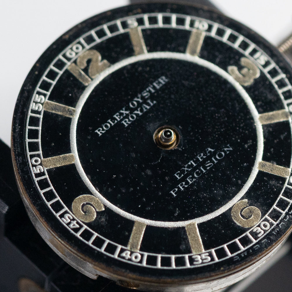 ROLEX OYSTER ROYAL Flatback Black Mirror SECTOR DIAL  Cal.10 1/2 Open Face