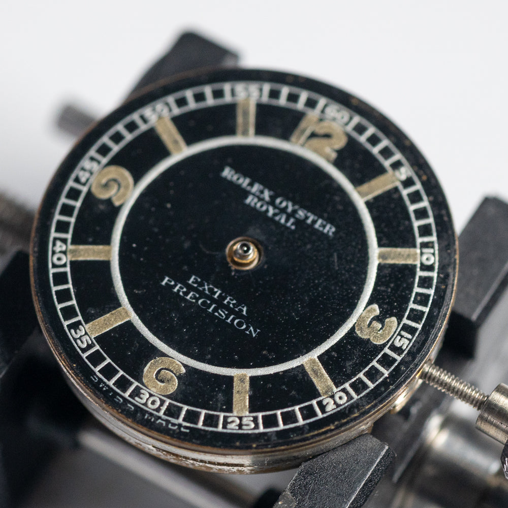 ROLEX OYSTER ROYAL Flatback Black Mirror SECTOR DIAL  Cal.10 1/2 Open Face
