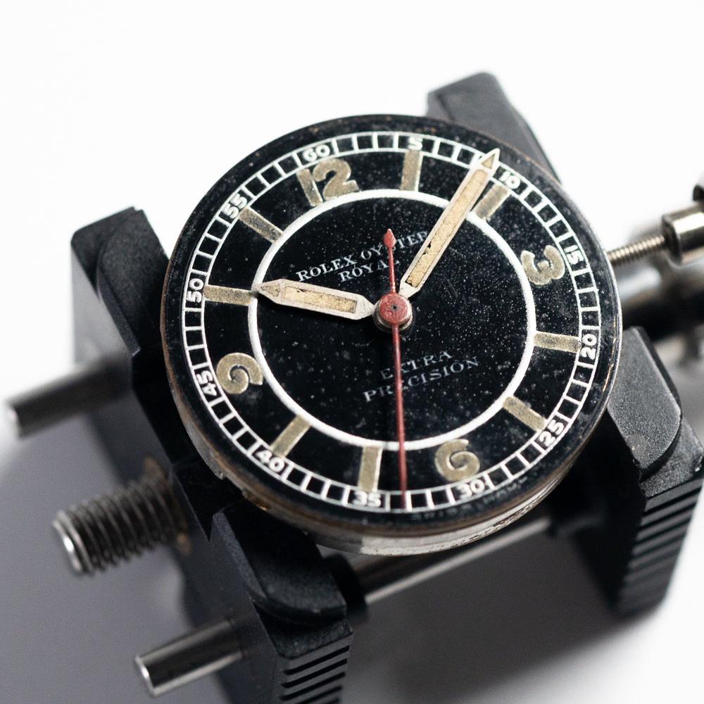 ROLEX OYSTER ROYAL Flatback Black Mirror SECTOR DIAL  Cal.10 1/2 Open Face