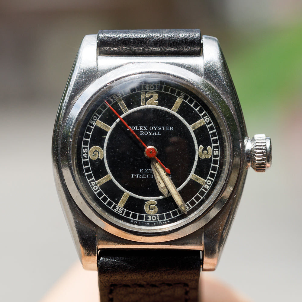 ROLEX OYSTER ROYAL Flatback Black Mirror SECTOR DIAL  Cal.10 1/2 Open Face