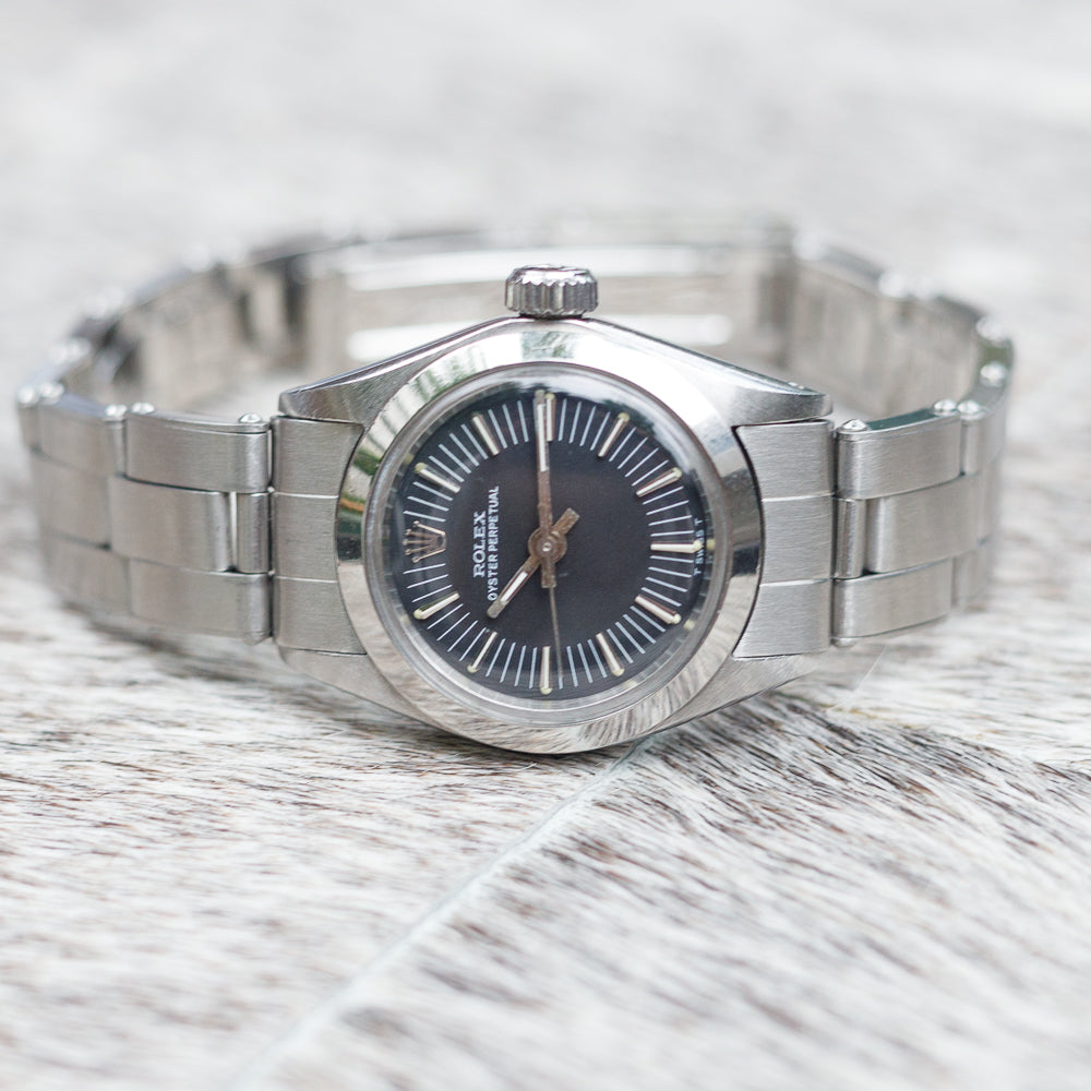 ROLEX OYSTER PERPETUAL Ref.6718 No Date BLACK RADIAL DIAL