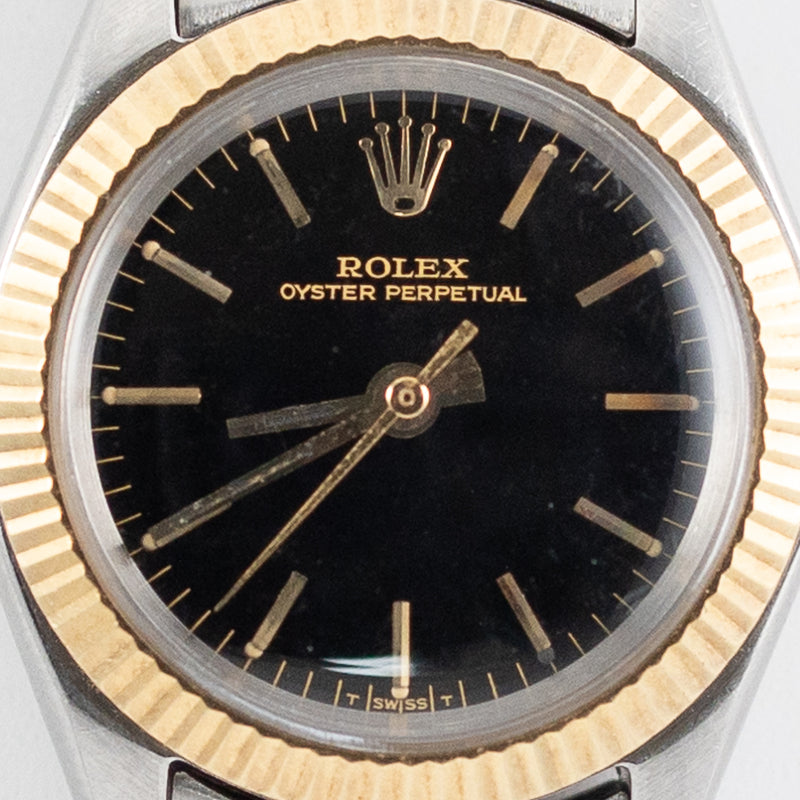 ROLEX OYSTER PERPETUAL Ref.6619 Glossy Black Gilt Dial