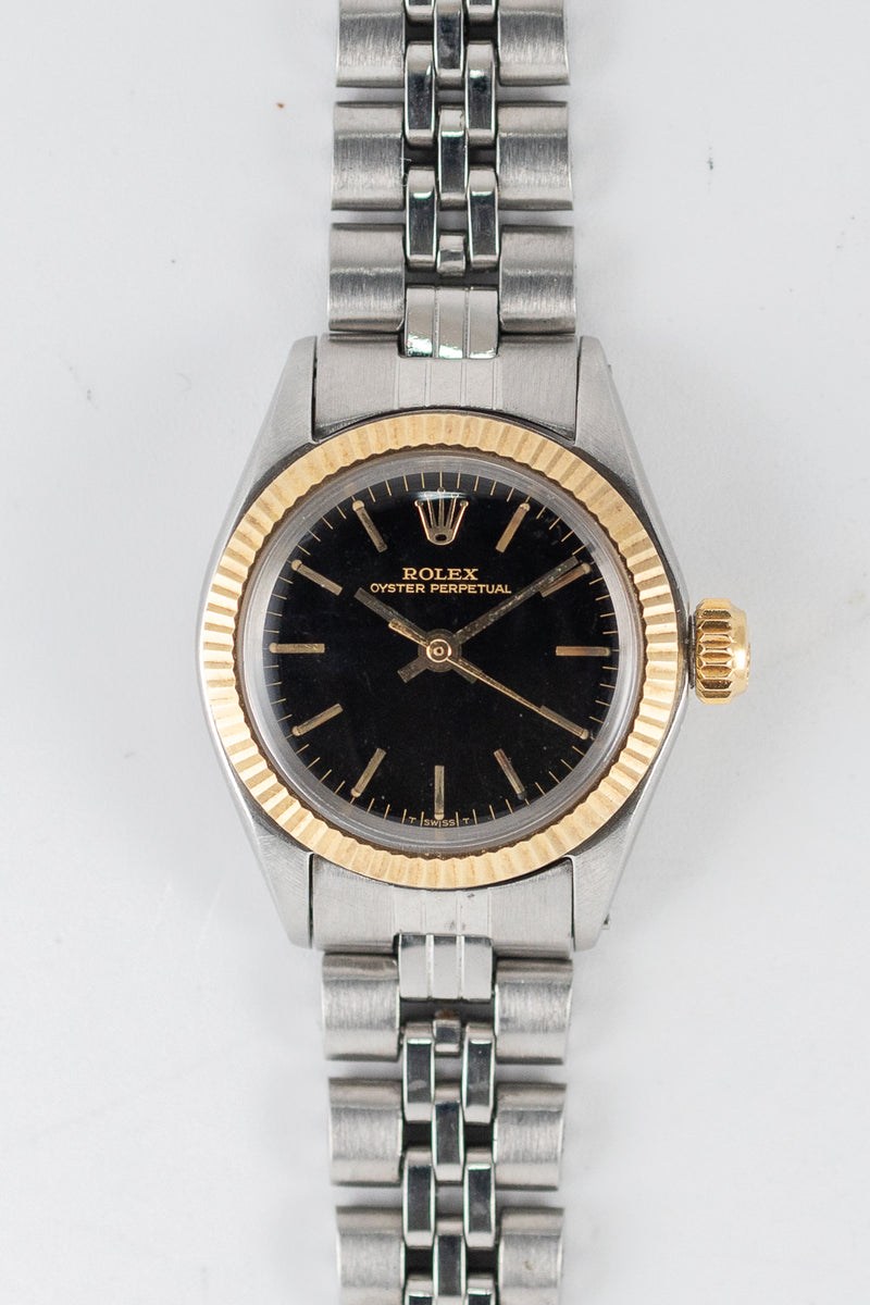 ROLEX OYSTER PERPETUAL Ref.6619 Glossy Black Gilt Dial