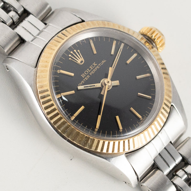 ROLEX OYSTER PERPETUAL Ref.6619 Glossy Black Gilt Dial