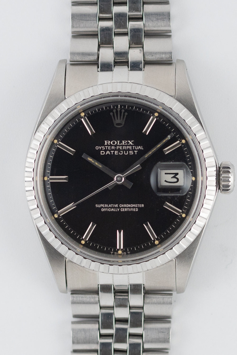ROLEX DATEJUST Ref.1603 Glossy Black Gilt Dial – TIMEANAGRAM