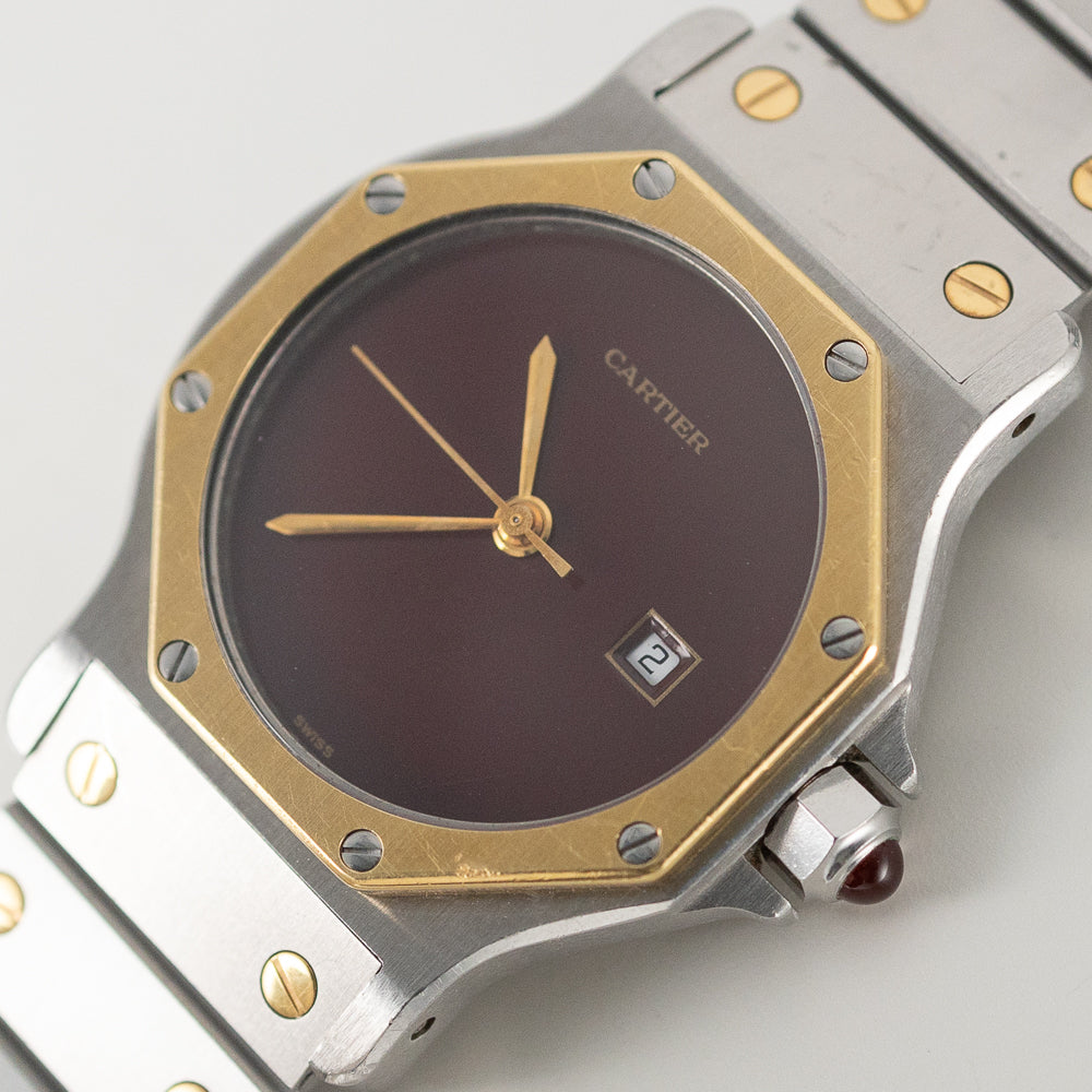 CARTIER LM SANTOS OCTAGON REF.2966  Burgundy