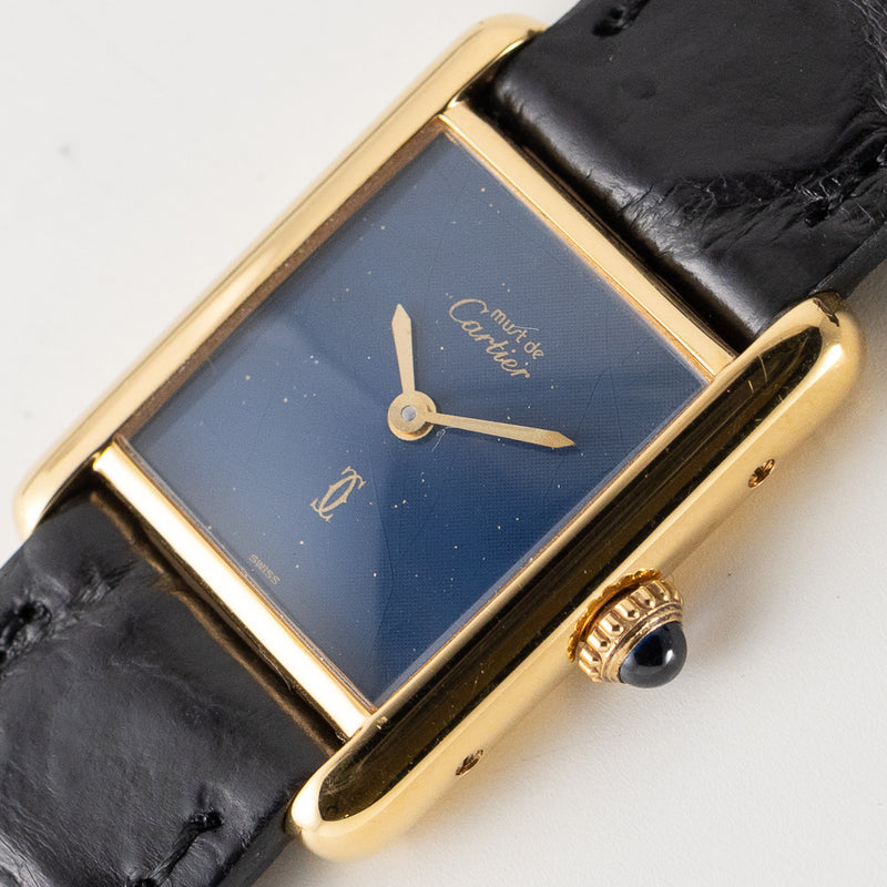 CARTIER SM MUST DE TANK LAPIS BLUE DIAL