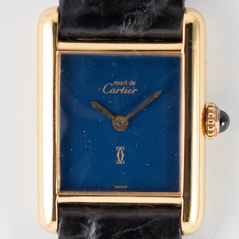 CARTIER SM MUST DE TANK LAPIS BLUE DIAL